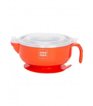 Mee Mee Stay Warm Baby Steel Bowl with Suction Base Red MM-1210 E